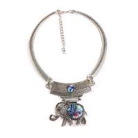 Zinc Alloy Jewelry Set, earring & necklace, with iron chain & Abalone Shell, with 5cm extender chain, Elephant, antique silver color plated, snake chain & for woman, lead & cadmium free  Approx 15 Inch 