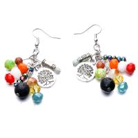 Glass Zinc Alloy Earring, with Glass Beads & Natural Stone, plated, for woman, 68mm 
