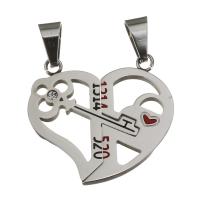 Stainless Steel Couple Pendant, Heart, original color  Approx 