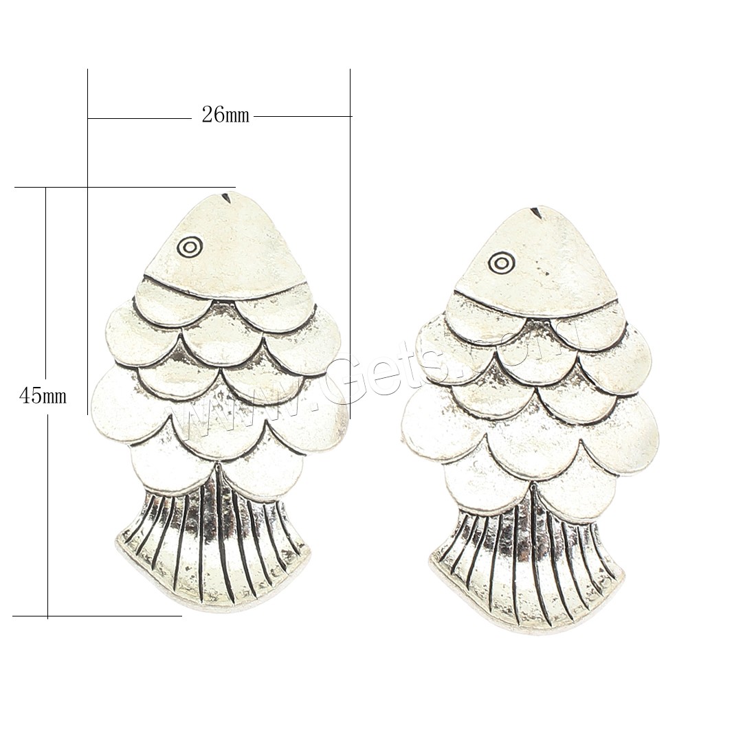 Zinc Alloy Large Hole Beads, Fish, plated, more colors for choice, 45x26x8mm, Hole:Approx 4mm, Approx 50PCs/Bag, Sold By Bag
