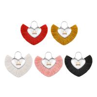 Fashion Tassel Earring, Zinc Alloy, with Cotton Thread, silver color plated, for woman 