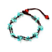 Nylon Cord Anklet, with Natural Turquoise, handmade, adjustable & for woman, green Approx 8.29 Inch 