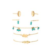 Zinc Alloy Bracelet Set, bangle & bracelet, with Seedbead, with 5cm extender chain, gold color plated, 5 pieces & oval chain & for woman, Inner Approx 54,57mm Approx 7.09 Inch, Approx 7.49 Inch, Approx 7.68 Inch 