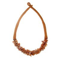 Natural Stone Necklace, with Nylon Cord, plated, for woman .2 Inch 