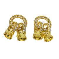 Zinc Alloy Spring Ring Clasp, gold color plated, with rhinestone Approx 
