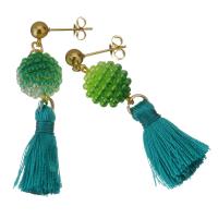 Fashion Tassel Earring, Stainless Steel, with Plastic, gold color plated, for woman, 48mm 