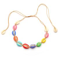Shell Choker Necklace, with Nylon Cord, with 18cm extender chain, handmade, adjustable & for woman & enamel Approx 15.75 Inch 