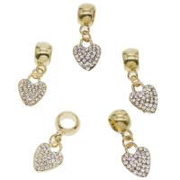Zinc Alloy Heart Pendants, gold color plated, with rhinestone Approx 4/3mm 