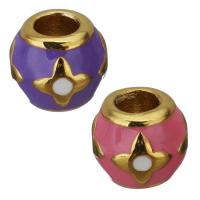 Stainless Steel Large Hole Beads, gold color plated, enamel Approx 5mm 