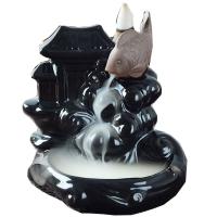 Incense Smoke Flow Backflow Holder Ceramic Incense Burner, Porcelain black, 110*90*115mmuff0c115*85*120mm 