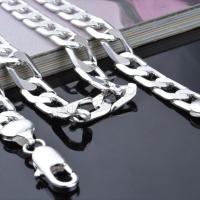 Brass Chain Necklace, Korean style & Unisex silver color, 8mm 