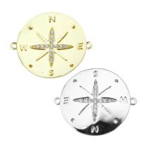 Cubic Zirconia Micro Pave Brass Connector, Compass, plated, micro pave cubic zirconia & 1/1 loop Approx 2mm 