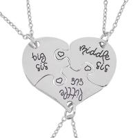 Zinc Alloy Puzzle Friendship Necklace, with 5cm extender chain, Heart, platinum color plated, Unisex & oval chain Approx 18.12 Inch 