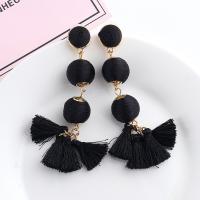 Fashion Tassel Earring, Zinc Alloy, gold color plated, for woman 105*35mm Approx 15.7 Inch 