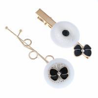 Hair Slide, Zinc Alloy, with Acrylic, plated, 2 pieces & fashion jewelry & for woman, white and black, 60mm*25mm,80mm*25mm 