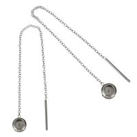 Fashion Stainless Steel Thread Through Earrings, oval chain & for woman, original color, 105mm 4mm,0.8mm 