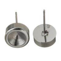 Stainless Steel Earring Stud Component, without earnut, original color 6mm,0.5mm [