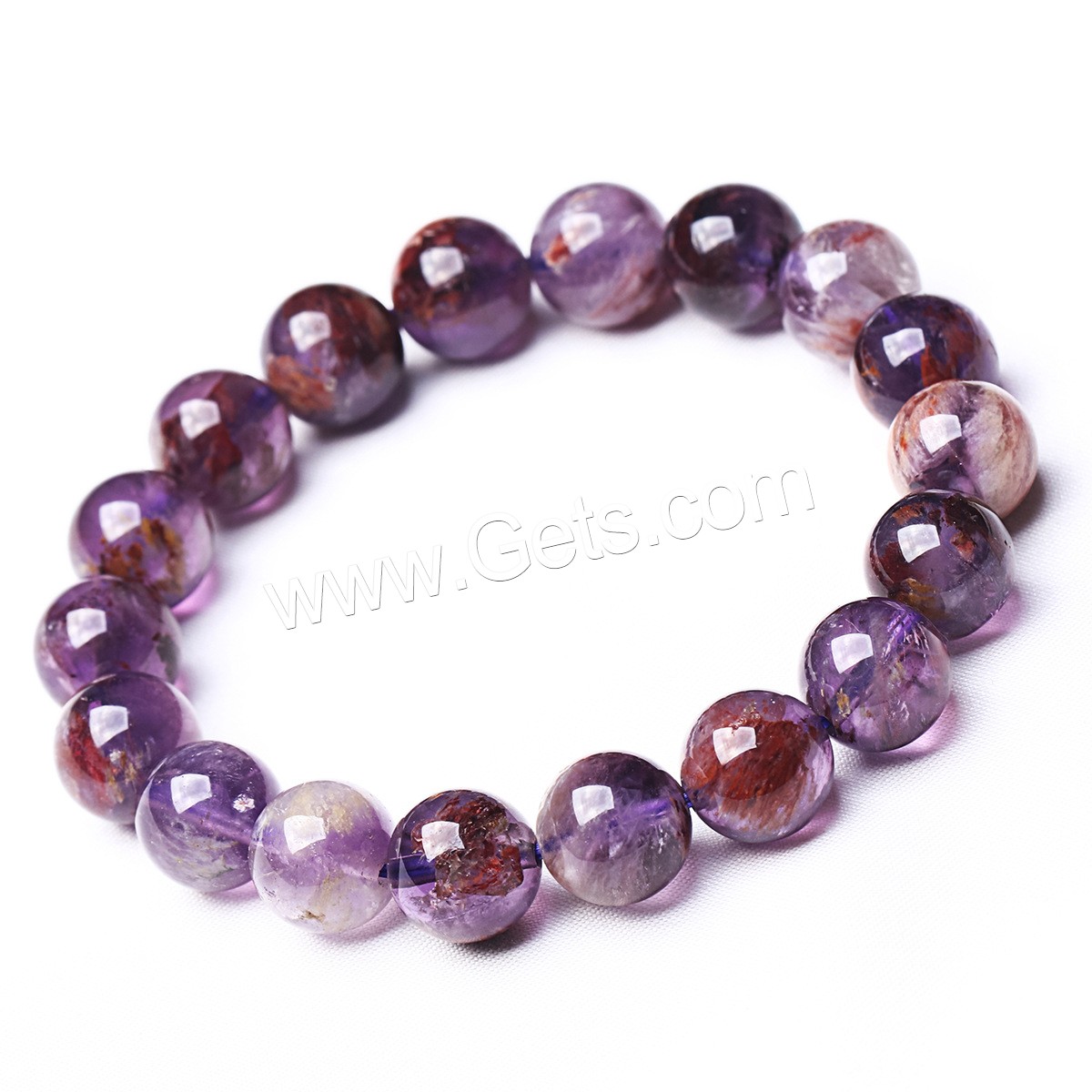 Purple Phantom Quartz Bracelet, Round, Unisex & different size for choice, purple, Length:Approx 5.5-6.3 Inch, Sold By Strand