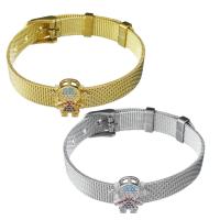 Stainless Steel Mesh Belt Buckle Bracelet, with Brass, Girl, plated, Unisex & mesh chain & micro pave cubic zirconia 10mm Approx 8.5 Inch 