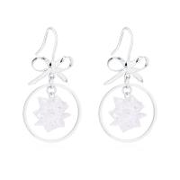 Cubic Zircon Brass Earring, with Cubic Zirconia, platinum plated, for woman, 35*18mm 