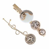 Hair Slide, Zinc Alloy, plated, 2 pieces & fashion jewelry & for woman, golden, 80mm*25mm,72mm*18mm 