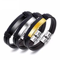 PU Leather Bracelet, with Stainless Steel, for man Approx 8 Inch 
