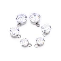 Cubic Zirconia Stainless Steel Pendant & with cubic zirconia, original color Approx 2mm, Approx 