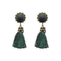 Zinc Alloy Tassel Earring, with Cotton Thread, plated, fashion jewelry & for woman 55mm 