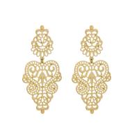 Zinc Alloy Drop Earring, fashion jewelry & for woman & hollow, golden 