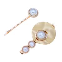Hair Slide, Zinc Alloy, with Resin, plated, 2 pieces & fashion jewelry & for woman  