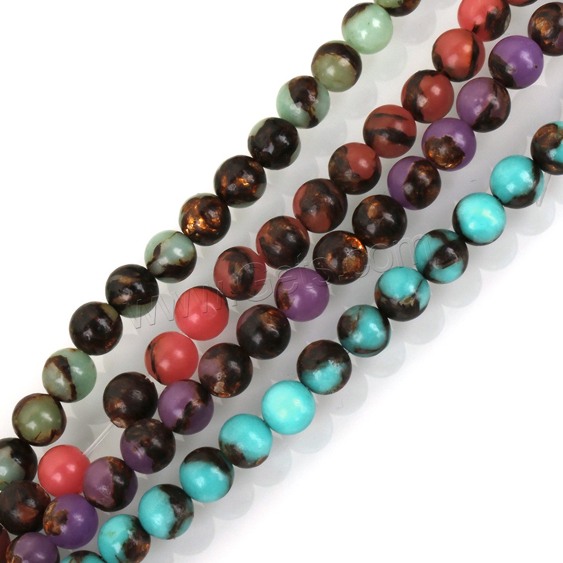 Golden Copper Gemstone Beads, Round, more colors for choice, Hole:Approx 1mm, Length:Approx 15.5 Inch, Approx 66PCs/Strand, Sold By Strand