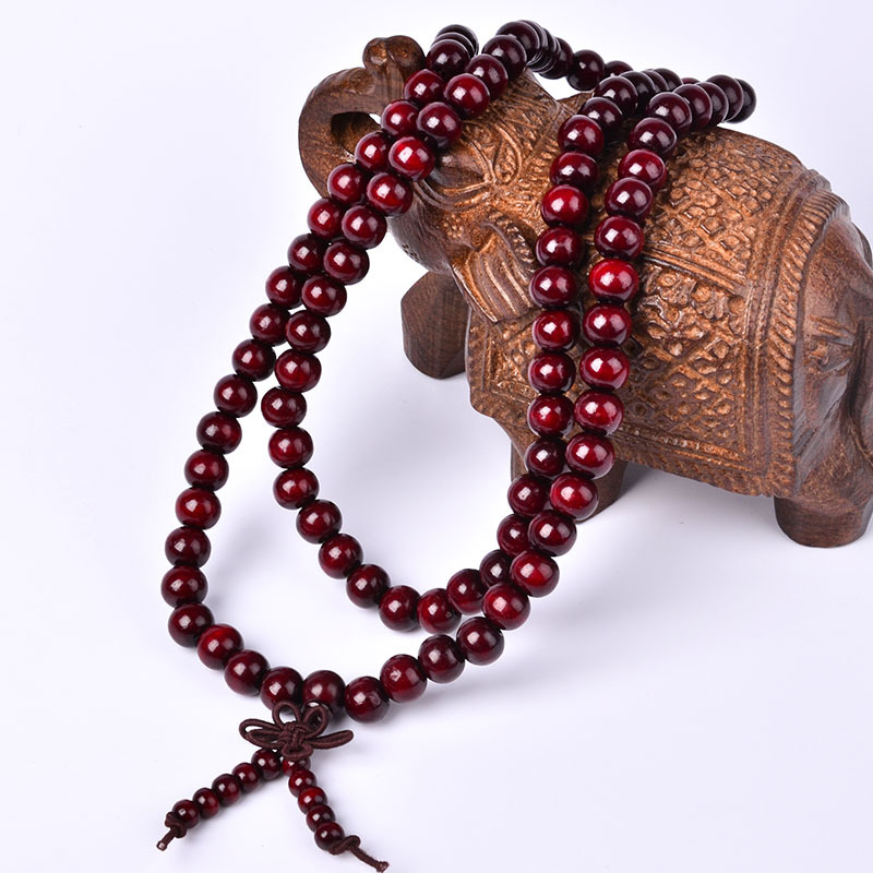 108 Mala Beads, Sandalwood, with Nylon, natural, Buddhist jewelry & different size for choice & 5-strand, 108PCs/Strand, Sold By Strand