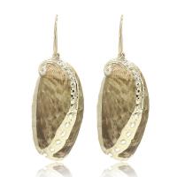 Shell Drop Earring, with Zinc Alloy, gold color plated, for woman, 76*28mm 