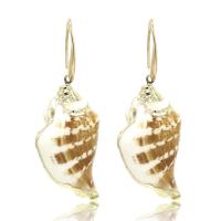 Shell Drop Earring, with Zinc Alloy, Conch, gold color plated, for woman, 60*25mm 