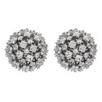 Cubic Zirconia Micro Pave Brass Earring, with Cubic Zirconia, real silver plated, micro pave cubic zirconia & for woman 21*21mm 