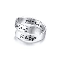 Stainless Steel Finger Ring, plated, fashion jewelry & with letter pattern & for man, silver color US Ring 