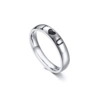Stainless Steel Finger Ring, plated, fashion jewelry & Unisex & with letter pattern, silver color US Ring 