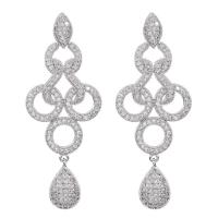 Cubic Zirconia Micro Pave Brass Earring, with Cubic Zirconia, platinum plated, micro pave cubic zirconia & for woman 46*20mm 
