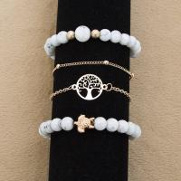 Fashion Zinc Alloy Bracelets, with Natural Stone, plated, 4 pieces & for woman .5 Inch 