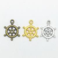 Zinc Alloy Ship Wheel & Anchor Pendant, plated, hollow Approx 1mm 