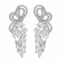 Cubic Zirconia Micro Pave Brass Earring, platinum plated, micro pave cubic zirconia & for woman 55*20mm 