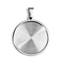 Stainless Steel Pendant Setting, Flat Round, original color, Inner Approx 25mm 
