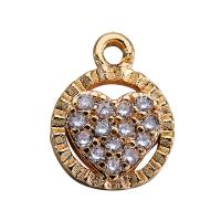 Cubic Zirconia Micro Pave Brass Pendant, real gold plated, micro pave cubic zirconia, 10*8mm 