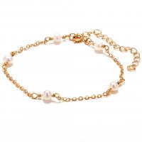 Fashion Zinc Alloy Bracelets, with Freshwater Pearl, gold color plated, Adjustable & for woman, 190mm 