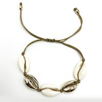 Bracelets de Woven Ball En alliage de zinc, avec coquille, Placage, styles différents pour le choix & pour femme & émail .6 pouce, Vendu par brin