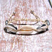 Fashion Zinc Alloy Bracelets, with Cotton Cord & Shell, plated, adjustable & for woman Approx 7 Inch 