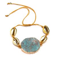 Fashion Zinc Alloy Bracelets, with Stone & Cotton Cord, gold color plated, adjustable & for woman Approx 7 Inch 