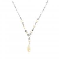Aluminium Halskette, mit Kunststoff Perlen, Modeschmuck & für Frau, Silberfarbe, Länge:ca. 15.8 ZollInch, verkauft von Strang