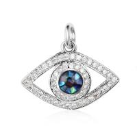 Cubic Zirconia Micro Pave Brass Pendant, with Shell, Eye, fashion jewelry & micro pave cubic zirconia 