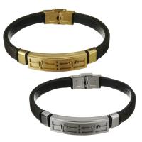 Stainless Steel Bracelet, with Leather, plated, for man 8mm Approx 8.5 Inch 